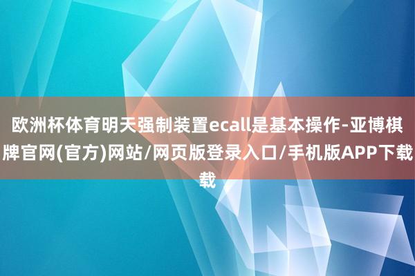 欧洲杯体育明天强制装置ecall是基本操作-亚博棋牌官网(官方)网站/网页版登录入口/手机版APP下载