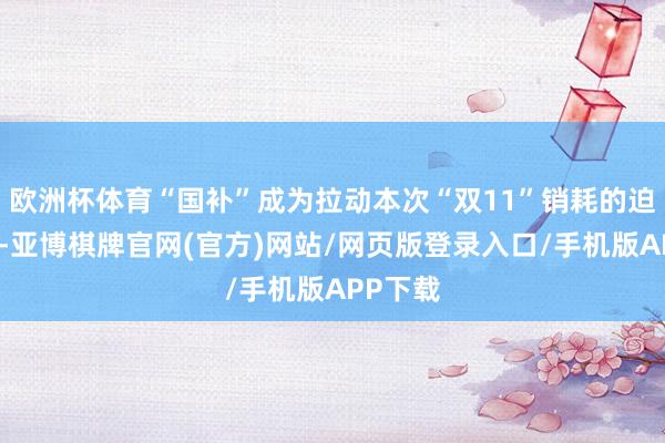 欧洲杯体育“国补”成为拉动本次“双11”销耗的迫切引擎-亚博棋牌官网(官方)网站/网页版登录入口/手机版APP下载