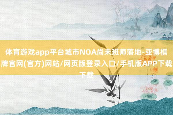 体育游戏app平台城市NOA尚未班师落地-亚博棋牌官网(官方)网站/网页版登录入口/手机版APP下载